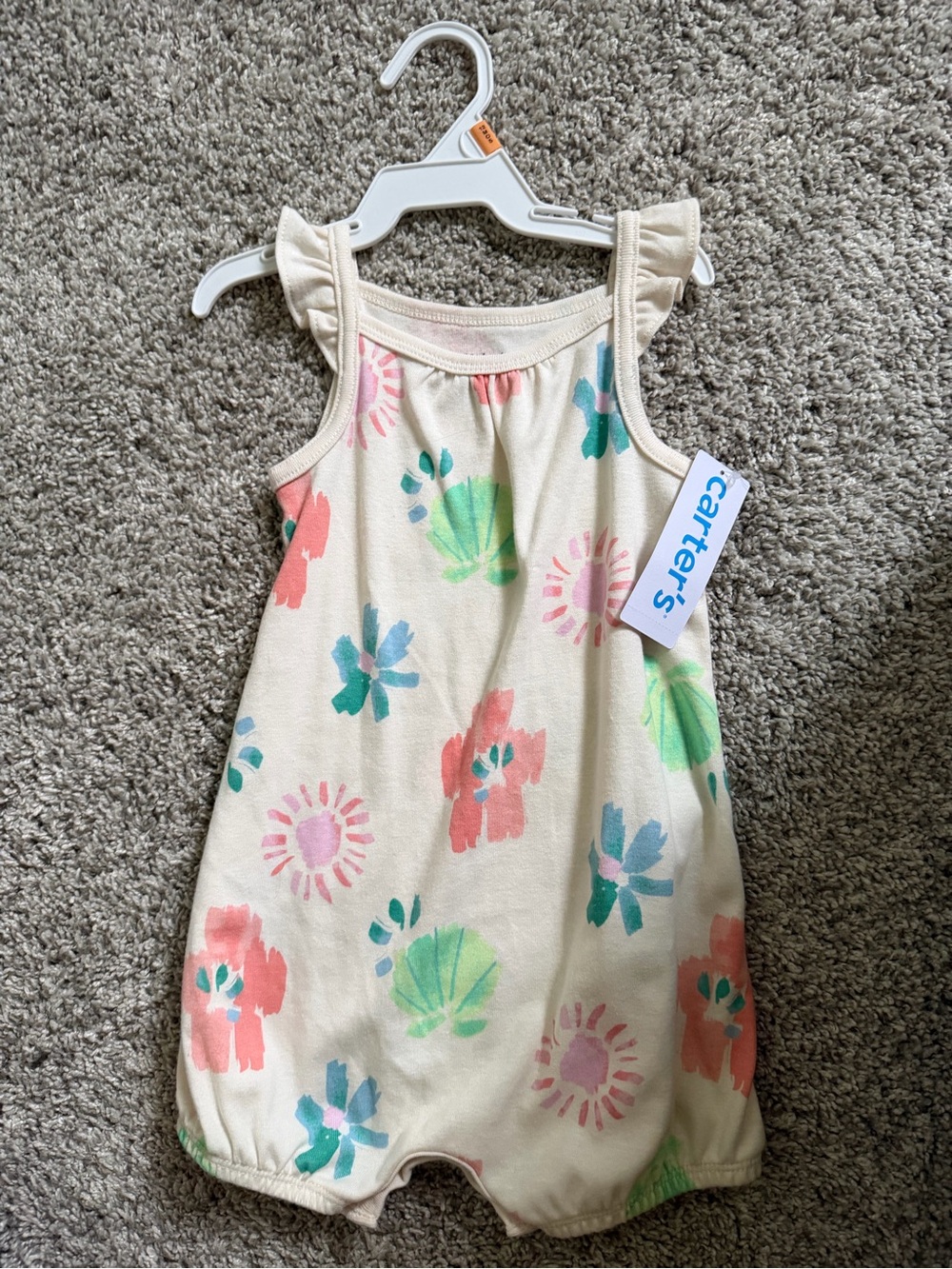 Carter's Cream Floral Print Baby Girls Romper